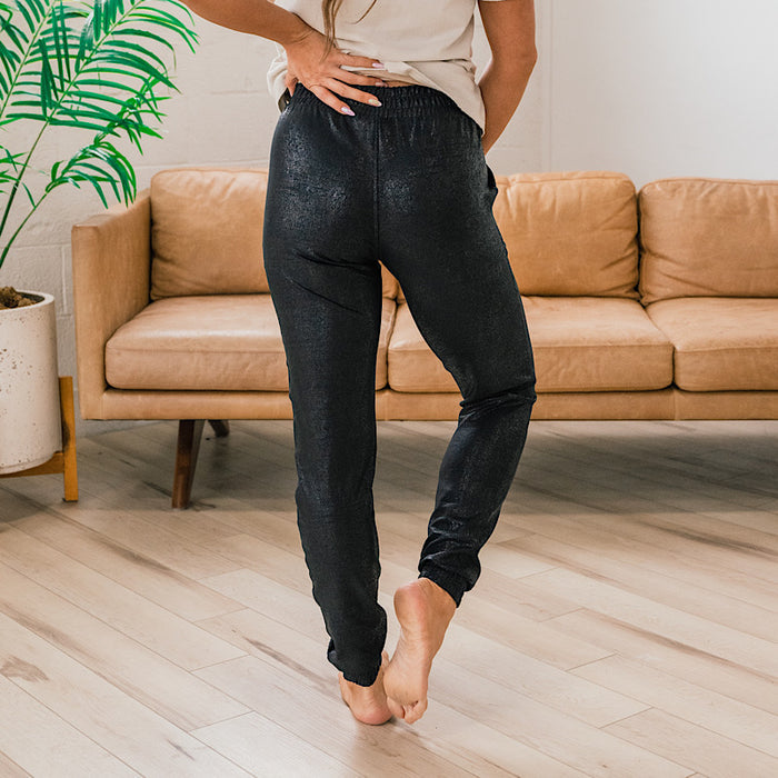 Black Shimmer Lounge Joggers  Mono B