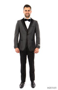 Black Tone on Tone 3-PC Slim Fit Suits For Men - Giorgio's Menswear