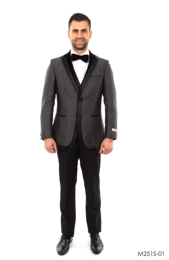 Black Tone on Tone 3-PC Slim Fit Suits For Men - Giorgio's Menswear