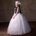 Black White Flower Girl Dress Party Birthday Gown J375