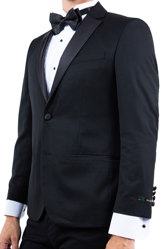 Black Zegarie Notch Lapel Tuxedo Jacket For Men MJT364-01 - Giorgio's Menswear