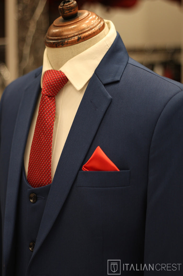 Blue 3-Piece Notch Lapel Suit