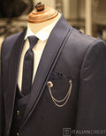 Blue Jacquard 5pc Wedding Suit