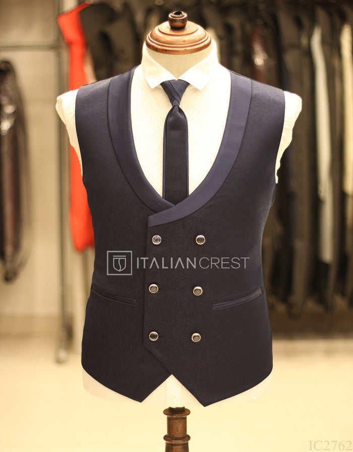 Blue Jacquard 5pc Wedding Suit