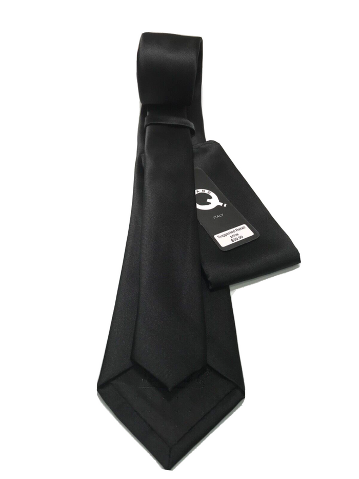 Brand Q Skinny 2.75” Microfiber Tie Necktie & Pocket Square Solid