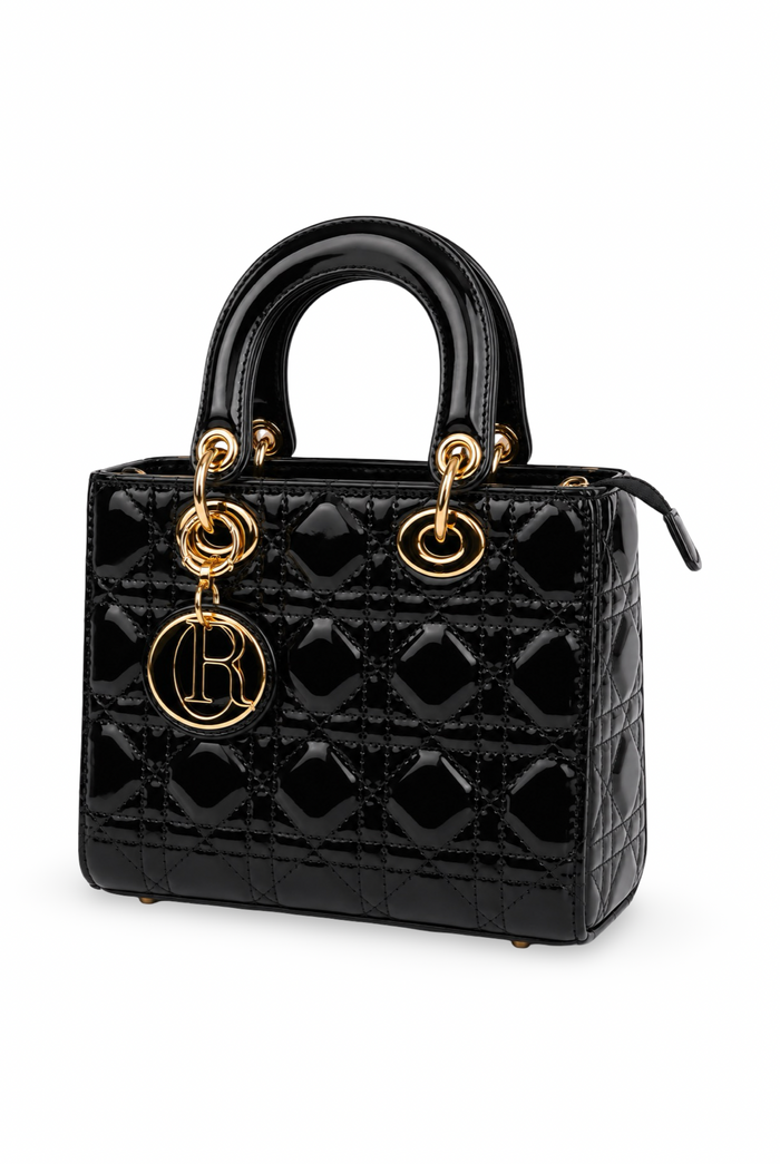 Brandi - Top Handle Quilted Detail Patent Leather