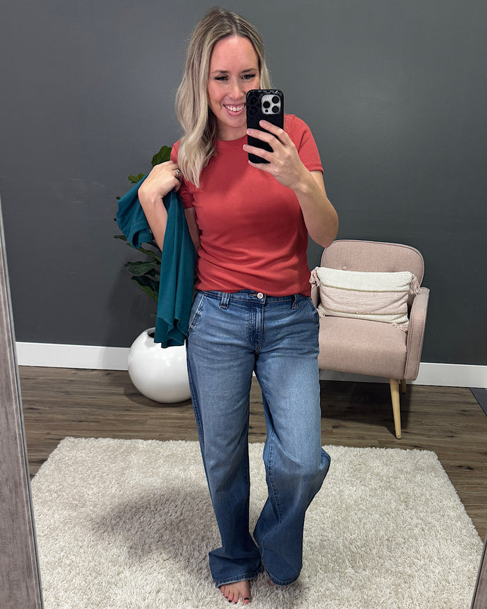 Brenley Ribbed Knit Top - Teal Wishlist