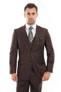 Brown 3-PC Slim Fit Stretch Suits For Men - Giorgio's Menswear