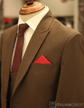 Brown 3-Piece Peak Lapel Suit