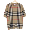 Burberry Wells Tan Brown Nova Check Silk/Wool Knit Short Sleeve T-Shirt