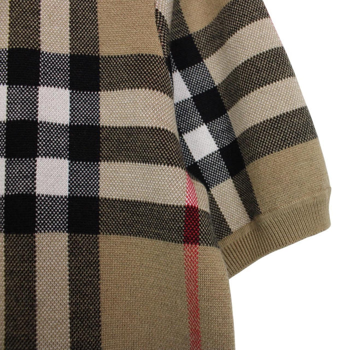 Burberry Wells Tan Brown Nova Check Silk/Wool Knit Short Sleeve T-Shirt