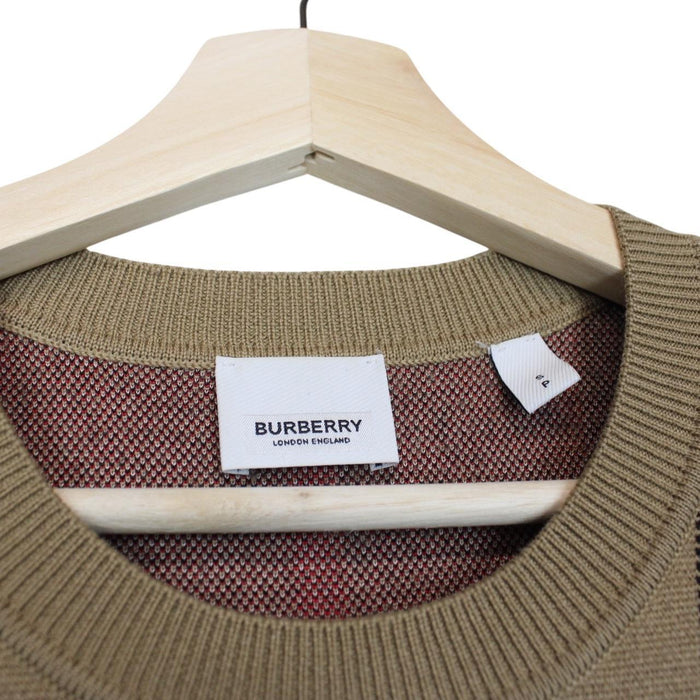 Burberry Wells Tan Brown Nova Check Silk/Wool Knit Short Sleeve T-Shirt