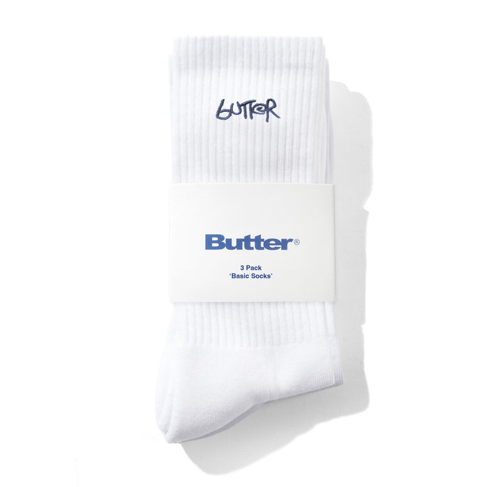Butter Goods 3-Pack Basic Socks White Pure Boardshop