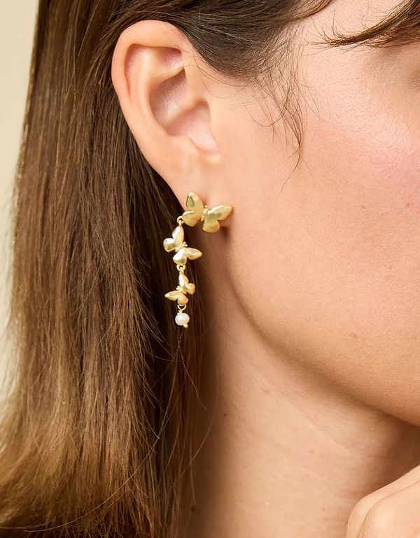 Butterfy Dangle Earrings Gold