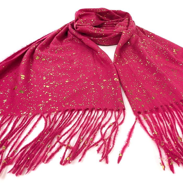 Byala - Splatters of Sparkle Pashmina (70x180cm) - Bright Pink
