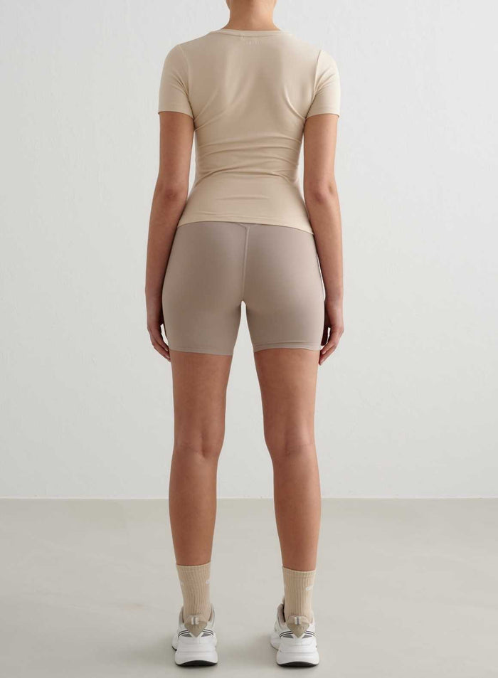 Café Au Lait Soft Basic V-neck Short Sleeve