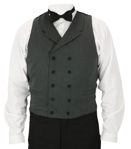Callahan Double Breasted Vest - Charcoal