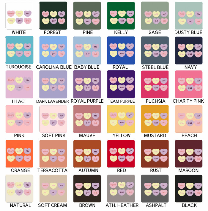 CANDY HEARTS - CHOOSE YOUR ANIMAL - Bella Canvas T-Shirt