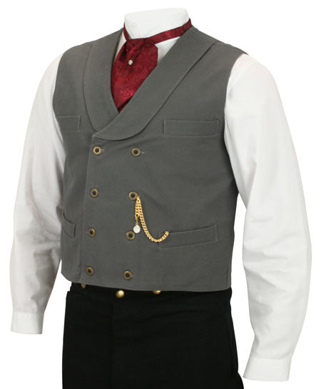 Canvas Double Breasted Vest - Gray