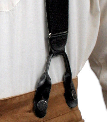 Black Canvas Y-Back Braces with Elastic Tail (Long)