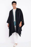 Cashmere Black & Teal Poncho