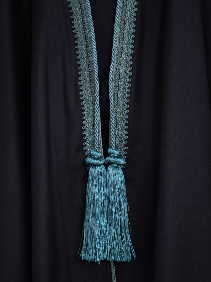 Cashmere Black & Teal Poncho