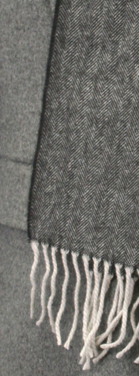 Cashmere Scarf - Black Herringbone
