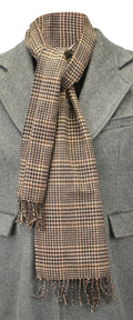 Cashmere Scarf - Taupe Plaid