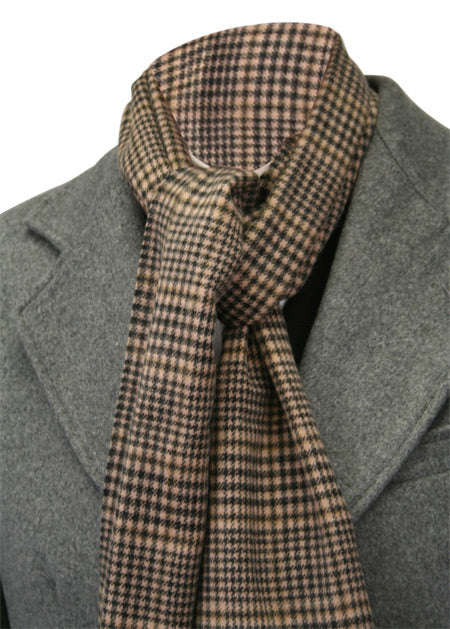 Cashmere Scarf - Taupe Plaid
