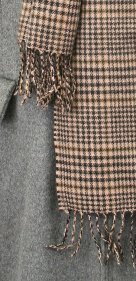 Cashmere Scarf - Taupe Plaid