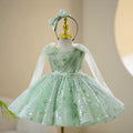 Charming Sequined Lace Tulle Flower Girl Dress With Bow J397