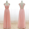 Cheap Junior Long Chiffon Pink  Sweet Heart Open Back Bridesmaid Dresses, WG21