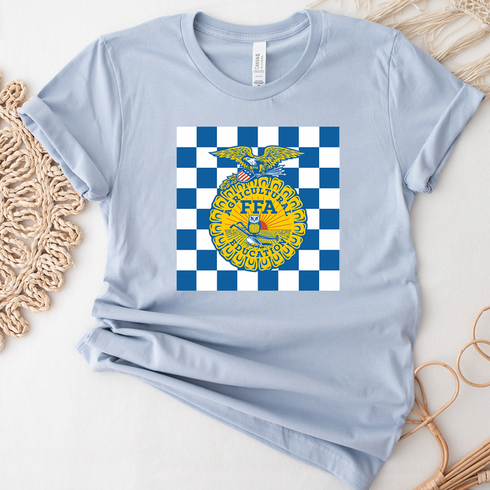 Checkered Emblem- Bella Canvas T-Shirt