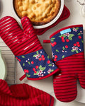 Cherry Blossom Silicone Oven Mitt Set