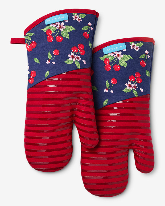 Cherry Blossom Silicone Oven Mitt Set