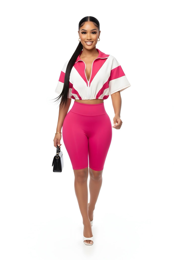 Chill Day - Color Block Oversized Top Short Set