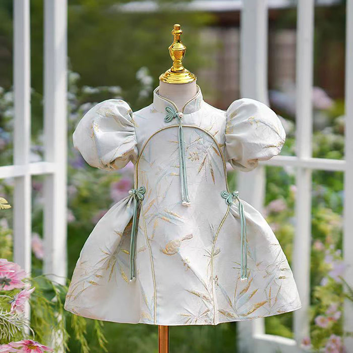 Chinese Style Ruffle Sleeve Flower Girl Dress D002