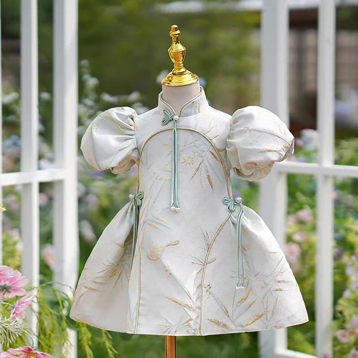 Chinese Style Ruffle Sleeve Flower Girl Dress D002