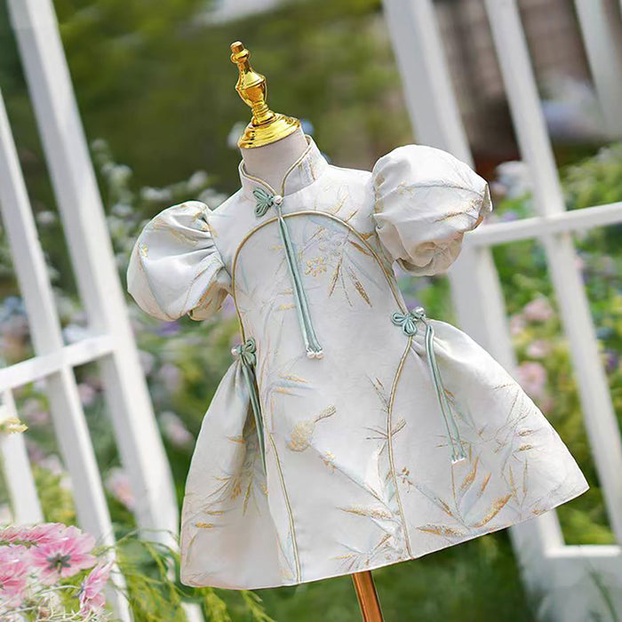 Chinese Style Ruffle Sleeve Flower Girl Dress D002