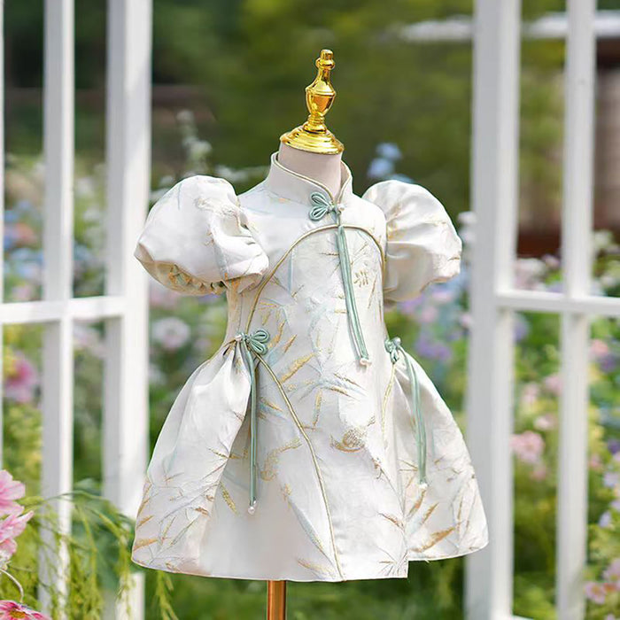 Chinese Style Ruffle Sleeve Flower Girl Dress D002