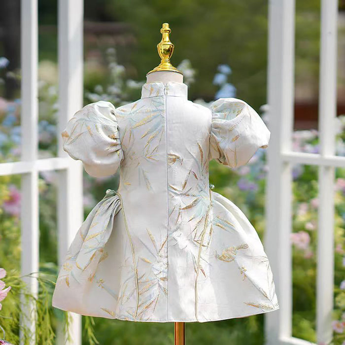 Chinese Style Ruffle Sleeve Flower Girl Dress D002