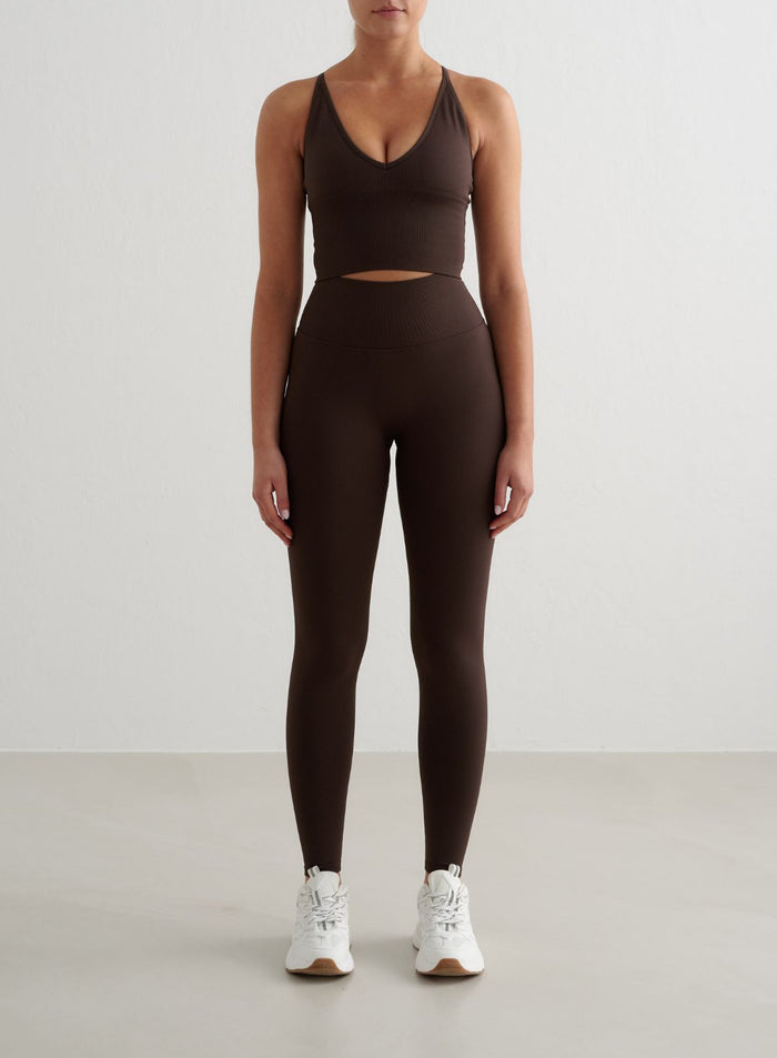 Chocolate Shape Seamless Tights & Cross Back Bralette Set