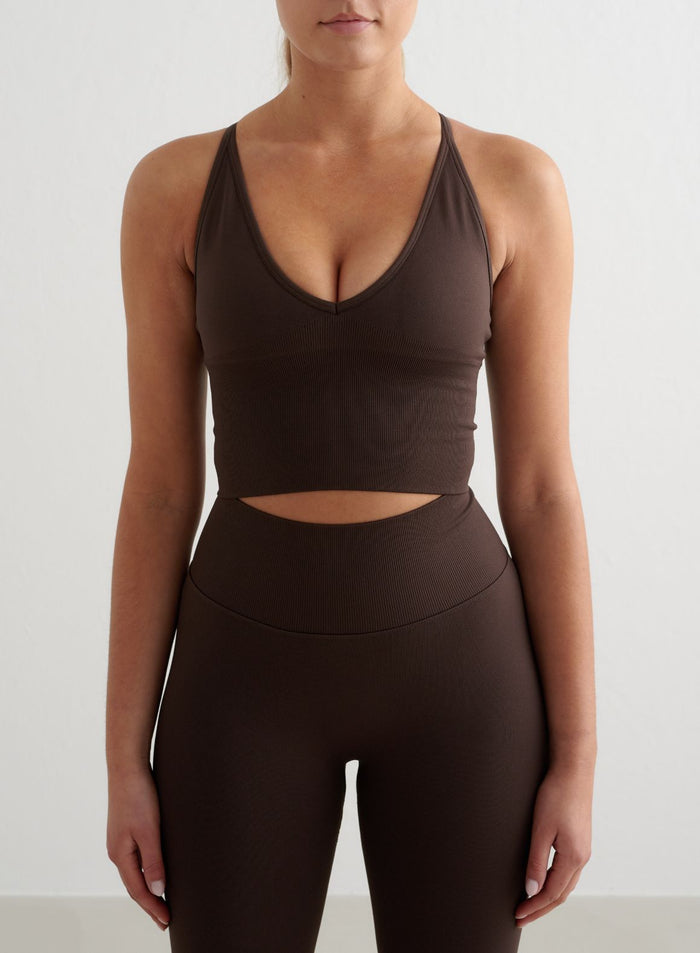 Chocolate Shape Seamless Tights & Cross Back Bralette Set