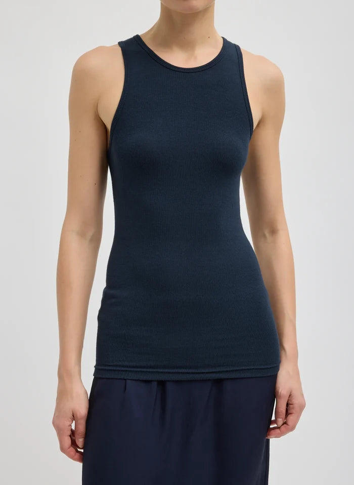 Circular Fine Rib T Tank - Navy