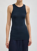 Circular Fine Rib T Tank - Navy