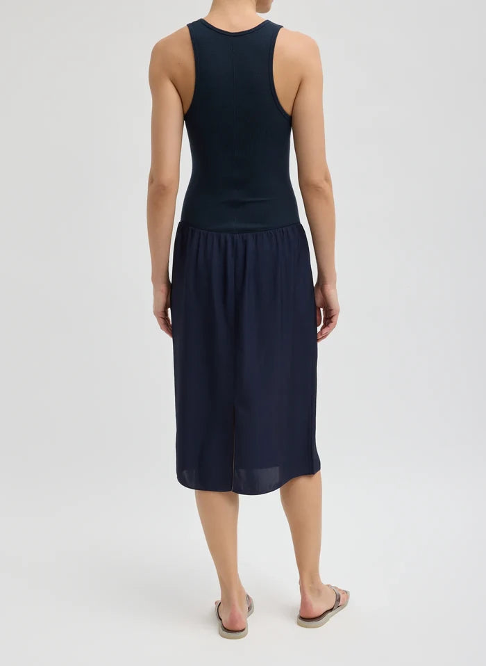 Circular Fine Rib T Tank - Navy
