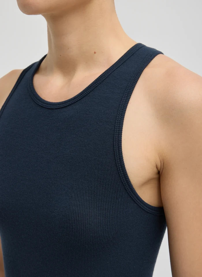 Circular Fine Rib T Tank - Navy