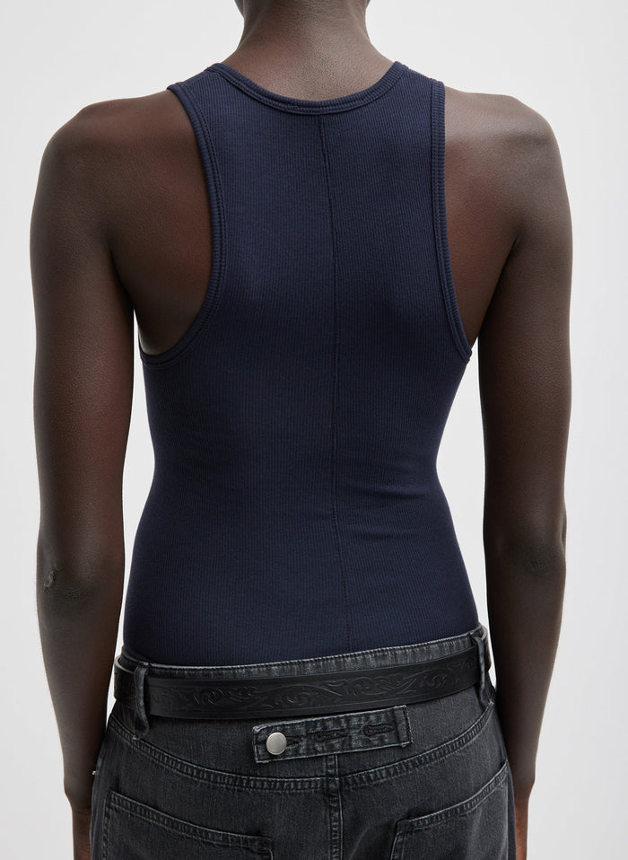Circular Fine Rib T Tank - Navy