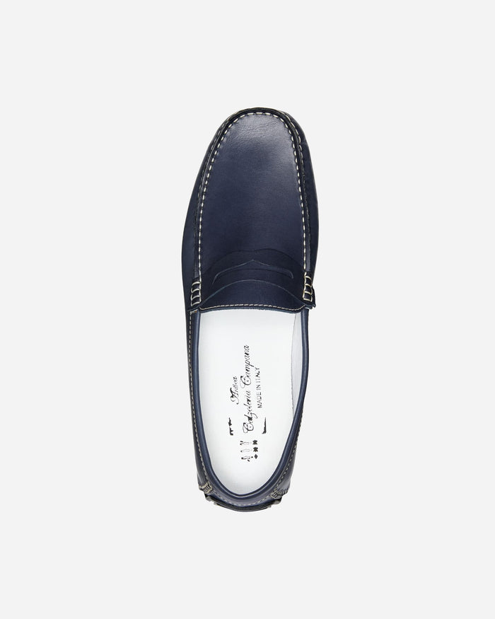 City Navy Penny Loafers - Men's Loafers at Menzclub