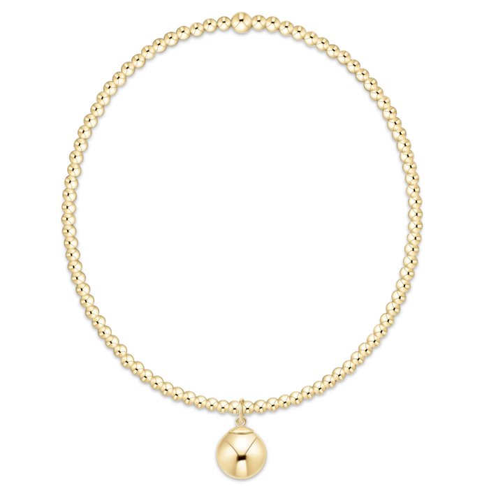 Classic 2mm Bracelet with Classic 8mm Charm Gold